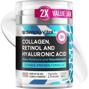 Collagen, Retinol & Hyaluronic Acid Cream - Anti-Aging Retinol Cream for Face, N